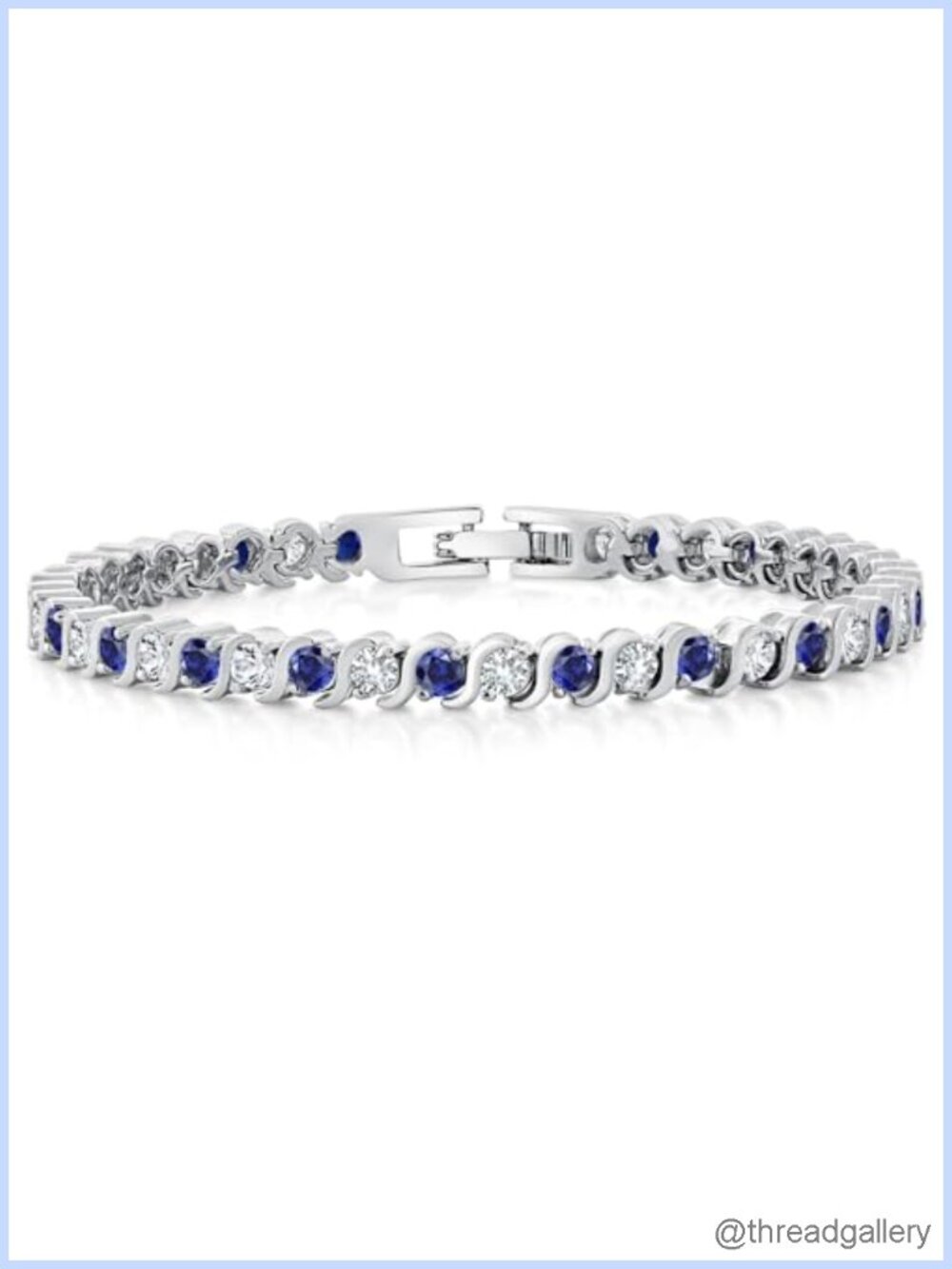 14k Gold Plated Sapphire CZ Tennis Bracelet 7", Hypoallergenic